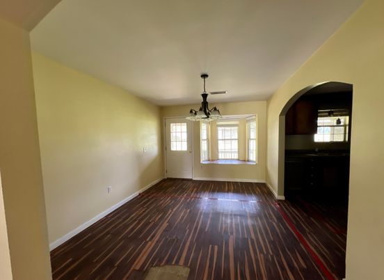 Empty room, Interior, Pendant Lights, Wood Texture Flooring