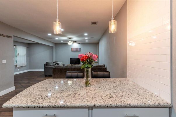 Interior, Living room, Pendant Lights, Recessed Lighting, Wood Texture Flooring