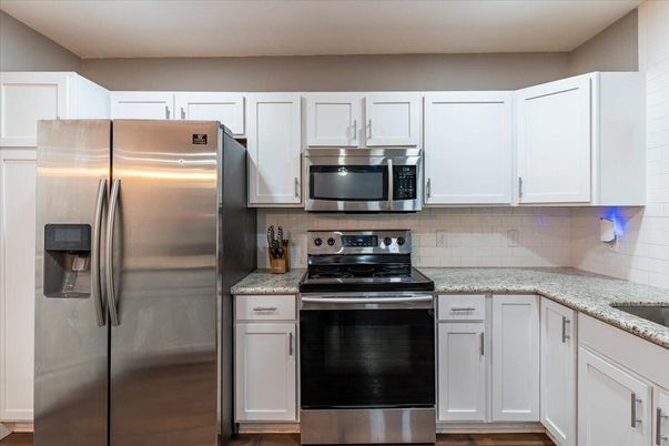 Interior, Kitchen, Stainless Steel Appliances, Wood Texture Flooring