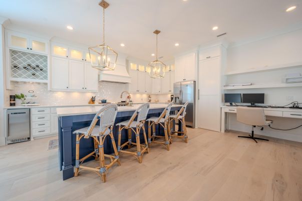 Interior, Kitchen, Pendant Lights, Recessed Lighting, Wood Texture Flooring