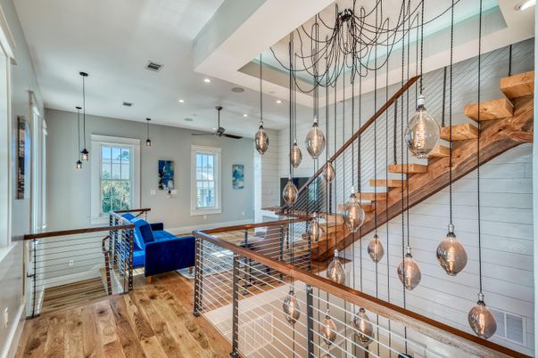 Interior, Living room, Pendant Lights, Recessed Lighting, Wood Texture Flooring