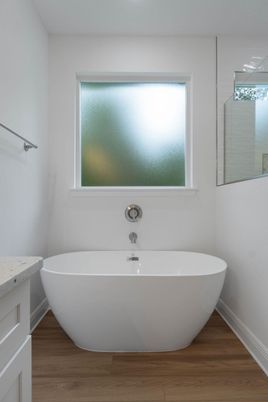 Bathroom, Free Standing Baths, Interior, Wood Texture Flooring