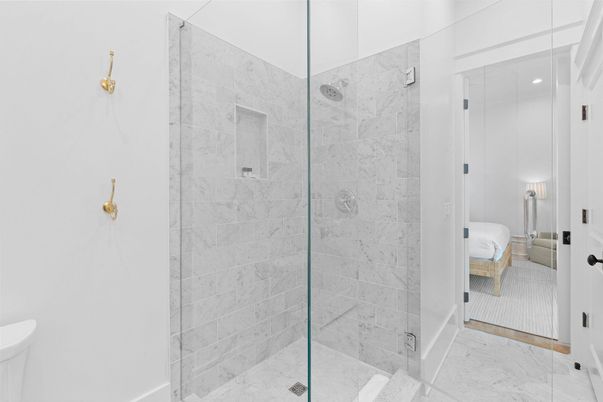 Bathroom, Glass Shower, Interior, Marble, Marble Walls