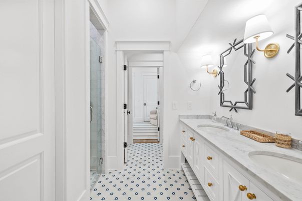Bathroom, Dual Sink Vanities, Glass Shower, Interior
