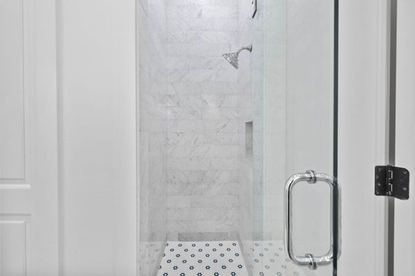 Bathroom, Glass Shower, Interior, Marble Walls