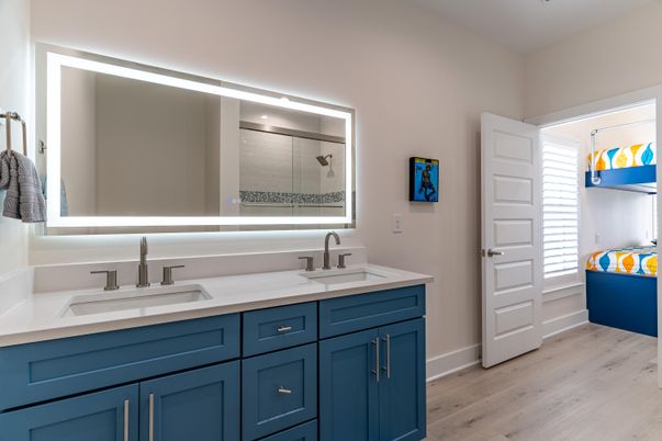 Bathroom, Dual Sink Vanities, Interior, Wood Texture Flooring