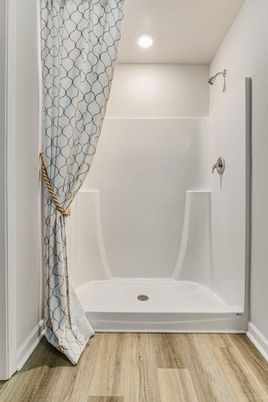 Bathroom, Interior, Recessed Lighting, Wood Texture Flooring