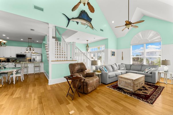 Dining room, Interior, Kitchen, Living room, Pendant Lights, Recessed Lighting, Wood Texture Flooring