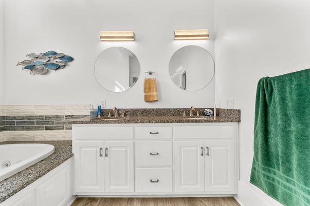 Bathroom, Dual Sink Vanities, Interior, Wood Texture Flooring