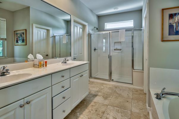 Bathroom, Dual Sink Vanities, Glass Shower, Interior
