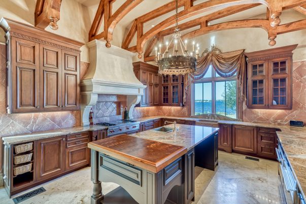 Chandelier, Interior, Kitchen, Water, Wooden Beams