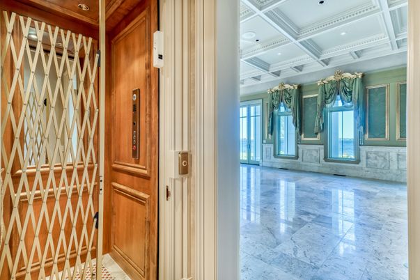Elevator, Interior, Recessed Lighting, Wooden Walls
