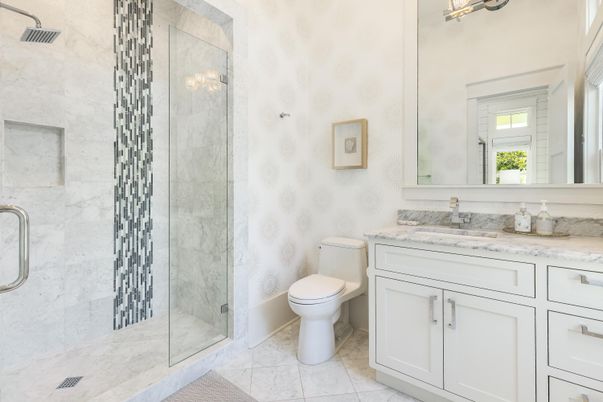 Bathroom, Glass Shower, Interior, Marble Walls