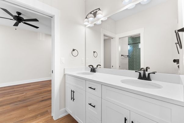 Bathroom, Dual Sink Vanities, Interior, Wood Texture Flooring