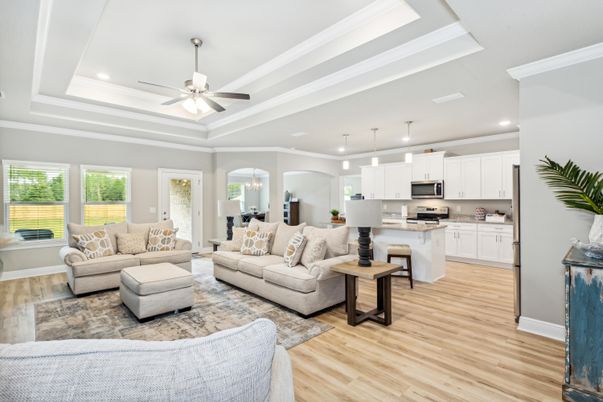 Interior, Kitchen, Living room, Pendant Lights, Recessed Lighting, Stainless Steel Appliances, Wood Texture Flooring