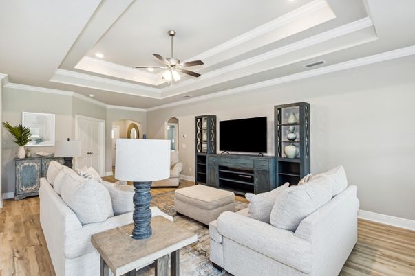 Interior, Living room, Recessed Lighting, Wood Texture Flooring