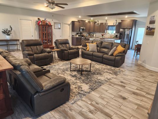 Interior, Kitchen, Living room, Recessed Lighting, Wood Texture Flooring