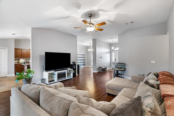 Dining room, Interior, Kitchen, Living room, Pendant Lights, Wood Texture Flooring