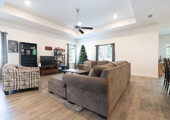 Interior, Living room, Recessed Lighting, Wood Texture Flooring