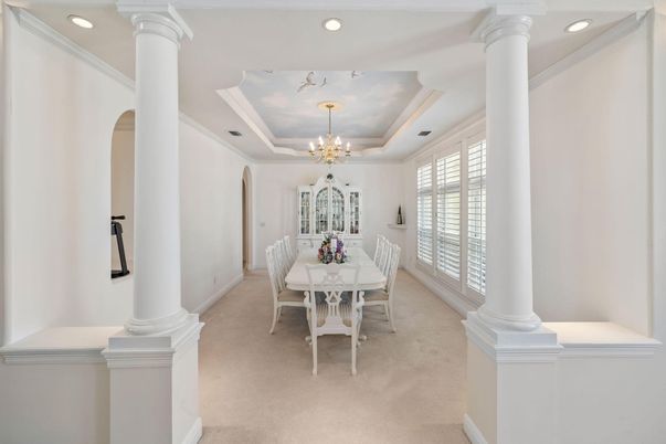 Chandelier, Dining room, Interior, Recessed Lighting