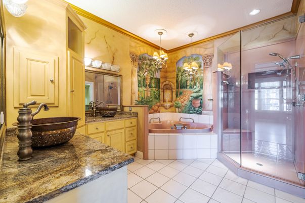 Bathroom, Dual Sink Vanities, Glass Shower, Interior, Recessed Lighting