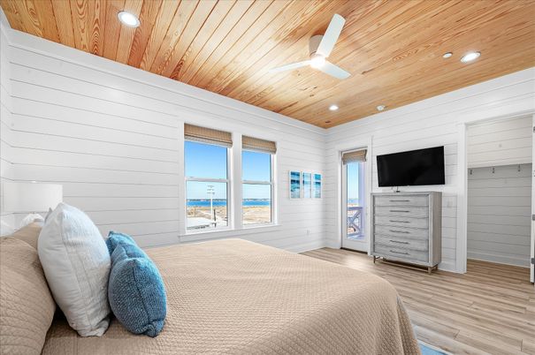 Bedroom, Interior, Recessed Lighting, Wooden Ceilings, Wood Texture Flooring