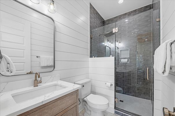 Bathroom, Glass Shower, Interior, Recessed Lighting