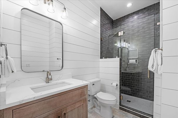 Bathroom, Dual Sink Vanities, Glass Shower, Interior, Recessed Lighting