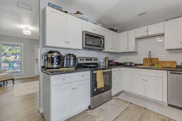 Interior, Kitchen, Stainless Steel Appliances, Wood Texture Flooring