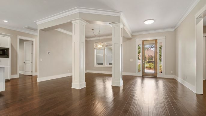 Chandelier, Interior, Recessed Lighting, Wood Texture Flooring