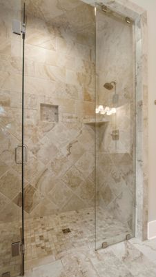 Bathroom, Glass Shower, Interior, Stone Walls