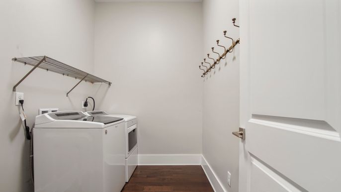 Interior, Washer, Wood Texture Flooring
