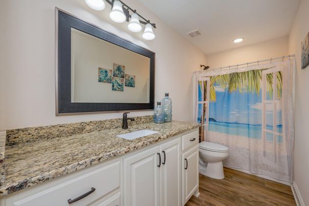 Bathroom, Interior, Recessed Lighting, Wood Texture Flooring