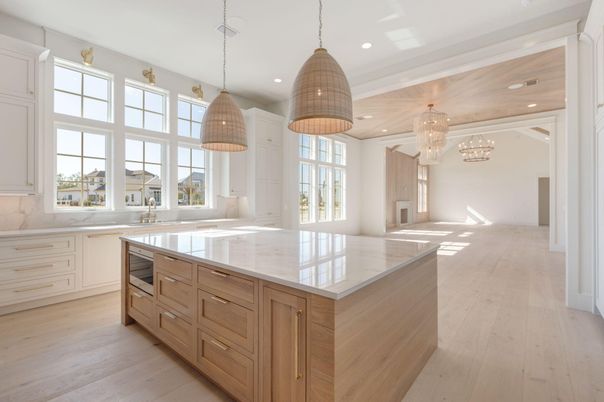 Chandelier, Interior, Kitchen, Pendant Lights, Recessed Lighting, Wood Texture Flooring