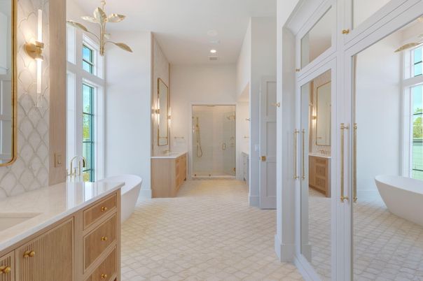 Bathroom, Dual Sink Vanities, Free Standing Baths, Glass Shower, Interior, Recessed Lighting