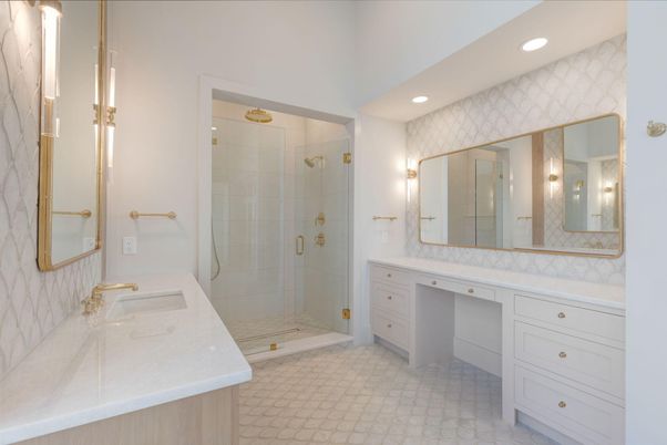 Bathroom, Dual Sink Vanities, Glass Shower, Interior, Recessed Lighting