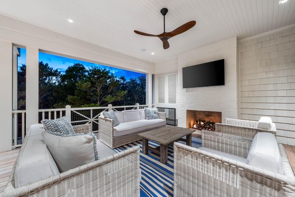 Fireplace, Interior, Living room, Recessed Lighting, Stone Walls