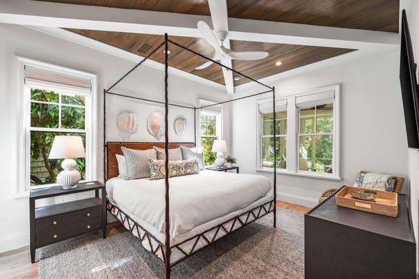 Bedroom, Interior, Recessed Lighting, Wooden Ceilings, Wood Texture Flooring