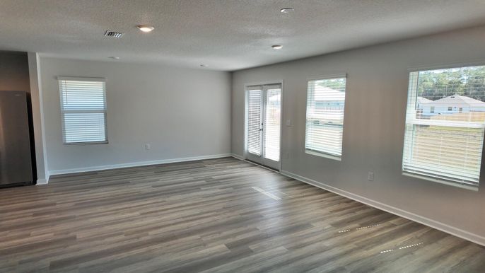 Empty room, Interior, Recessed Lighting, Wood Texture Flooring