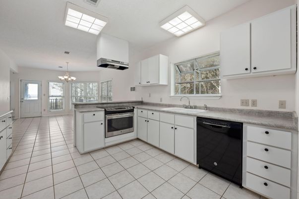 Chandelier, Interior, Kitchen, Stainless Steel Appliances