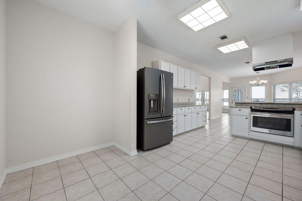 Chandelier, Interior, Kitchen, Stainless Steel Appliances