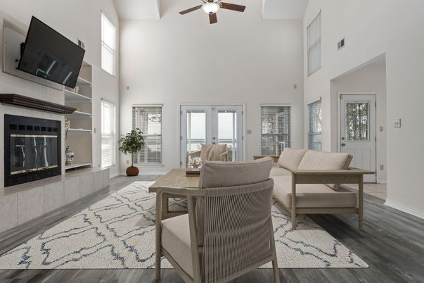 Fireplace, Interior, Wood Texture Flooring