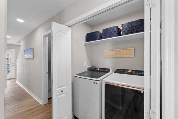 Interior, Recessed Lighting, Utility Closets, Washer, Wood Texture Flooring