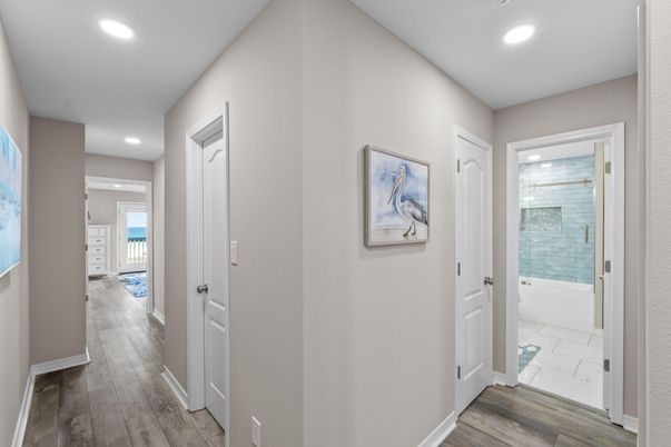 Interior, Marble, Recessed Lighting, Wood Texture Flooring