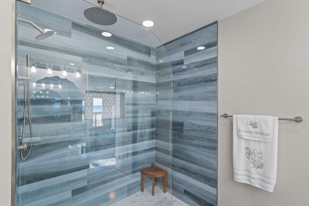 Bathroom, Glass Shower, Interior, Recessed Lighting