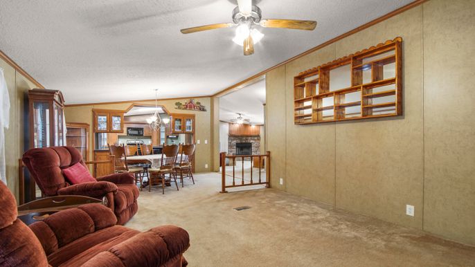Dining room, Fireplace, Interior, Living room
