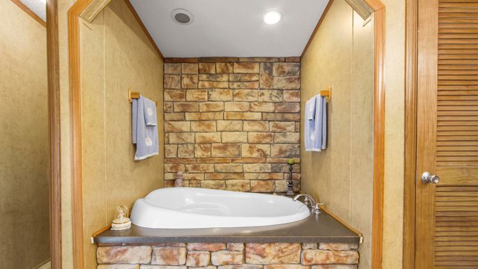 Bathroom, Interior, Recessed Lighting, Stone Walls