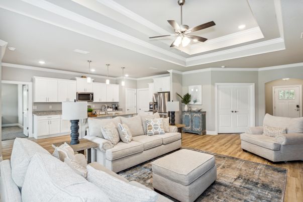 Interior, Kitchen, Living room, Pendant Lights, Recessed Lighting, Stainless Steel Appliances, Wood Texture Flooring