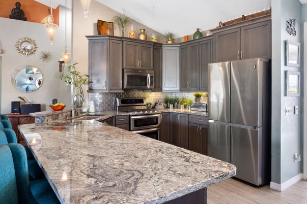 Interior, Kitchen, Pendant Lights, Stainless Steel Appliances, Wood Texture Flooring