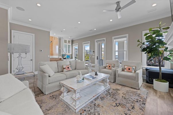 Interior, Living room, Recessed Lighting, Wood Texture Flooring